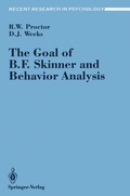 Cover: The Goal of B. F. Skinner and Behavior Analysis - Springer