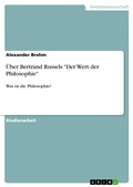 Cover: &Uuml;ber Bertrand Russels "Der Wert der Philosophie" - GRIN Verlag