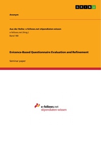Enlarge image Cover: Evicence-Based Questionnaire Evaluation and Refinement - GRIN Verlag