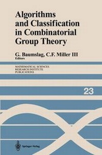 Enlarge image Cover: Algorithms and Classification in Combinatorial Group Theory - Springer