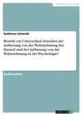 Cover: Besteht ein Unterschied zwischen der Auffassung von der Wahrnehmung bei Husserl und der Auffassung von der Wahrnehmung in der Psychologie? - Grin Verlag