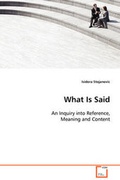 Cover: What Is Said - VDM Verlag