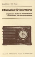 Cover: Information f&uuml;r Informierte - Verlag der &ouml;sterreichischen Akademie der Wissenschaften