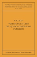 Cover: Vorlesungen &uuml;ber die Hypergeometrische Funktion - Springer