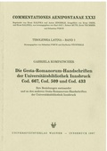 Cover: Die Gesta-Romanorum-Handschriften der Universit&auml;tsbibliothek Innsbruck Cod. 667, Cod. 509 und Cod. 433 - Universit&auml;tsverlag Wagner