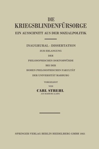 Abbildung von: Die Kriegsblindenfürsorge - Springer