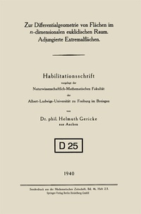 Abbildung von: Zur Differentialgeometrie von Flächen im n-dimensionalen euklidischen Raum. Adjungierte Extremalflächen - Springer