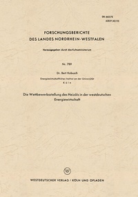 Abbildung von: Die Wettbewerbsstellung des Heizöls in der westdeutschen Energiewirtschaft - VS Verlag für Sozialwissenschaften