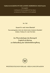 Abbildung von: Zur Pharmakologie des Bemegrid Zugleich ein Beitrag zur Behandlung der Schlafmittelvergiftung - VS Verlag für Sozialwissenschaften