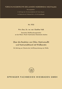 Abbildung von: Über die Reaktion von Chlor, Natriumsulfit und Natriumdithionit mit Wollkeratin - VS Verlag für Sozialwissenschaften