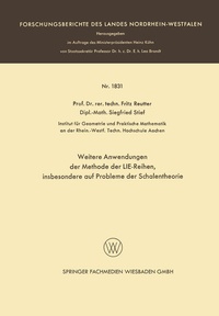 Enlarge image Cover: Weitere Anwendungen der Methode der LIE-Reihen - Vieweg+Teubner Verlag