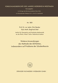 Enlarge image Cover: Weitere Anwendungen der Methode der LIE-Reihen - Vieweg+Teubner Verlag