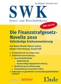 Cover: SWK-Spezial Finanzstrafgesetz-Novelle 2010 - Linde