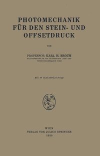 Abbildung von: Photomechanik für den Stein- und Offsetdruck - Springer