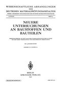 Cover: Neuere Untersuchungen an Baustoffen und Bauteilen - Springer