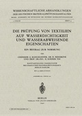 Cover: Die Pr&uuml;fung von Textilien auf Wasserdichtigkeit und wasserabweisende Eigenschaften - Springer
