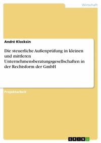 Abbildung von: Die steuerliche Außenprüfung in kleinen und mittleren Unternehmensberatungsgesellschaften in der Rechtsform der GmbH - GRIN Verlag