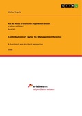 Cover: Contribution of Taylor to Management Science - GRIN Verlag