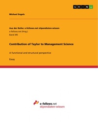 Enlarge image Cover: Contribution of Taylor to Management Science - GRIN Verlag