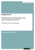 Cover: Optimierung einer Homepage nach psychologischen Kriterien - GRIN Verlag