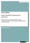 Cover: Israel. Generative Grammatik des Judentums - GRIN Verlag