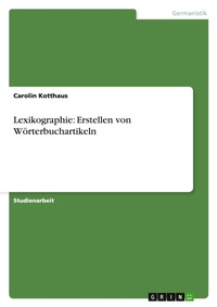 Abbildung von: Lexikographie - GRIN Verlag
