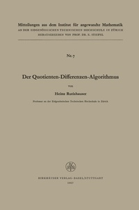Enlarge image Cover: Der Quotienten-Differenzen-Algorithmus - Birkhäuser