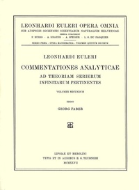 Abbildung von: Commentationes analyticae ad theoriam serierum infinitarum pertinentes 3rd part, 1st section - Birkhäuser