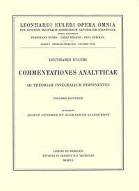 Abbildung von: Commentationes analyticae ad theoriam integralium pertinentes 2nd part - Birkhäuser