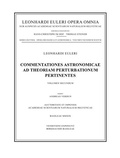 Cover: Commentationes astronomicae ad theoriam perturbationum pertinentes 2nd part - Birkh&auml;user