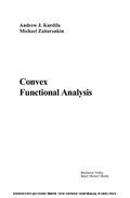 Cover: Convex Functional Analysis - Birkh&auml;user