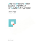 Cover: Are the medical needs for the treatment of acute pain fulfilled? - Birkh&auml;user