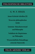 Cover: Jenaer Kritische Schriften II - Meiner