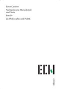 Cover: Zur Philosophie und Politik - Meiner