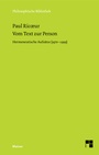 Cover: Vom Text zur Person - Meiner