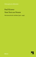 Cover: Vom Text zur Person - Meiner
