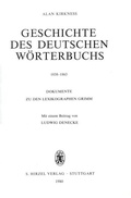 Cover: Geschichte des Deutschen W&ouml;rterbuchs 1838-1863 - Hirzel