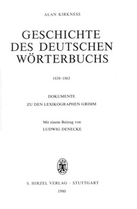 Abbildung von: Geschichte des Deutschen Wörterbuchs 1838-1863 - Hirzel