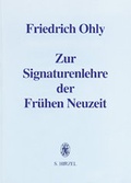 Cover: Zur Signaturenlehre der Fr&uuml;hen Neuzeit - Hirzel