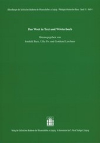 Abbildung von: Das Wort in Text und Wörterbuch - Hirzel