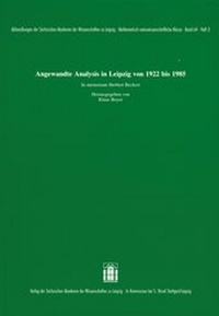 Abbildung von: Angewandte Analysis in Leipzig von 1922 bis 1985. In memoriam Herbert Beckert - Hirzel