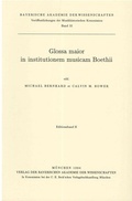 Cover: Glossa maior in institutionem musicam Boethii - Bayerische Akademie der Wissenschaften