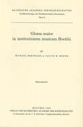 Cover: Glossa maior in institutionem musicam Boethii - Bayerische Akademie der Wissenschaften