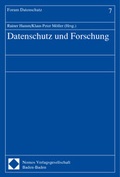 Cover: Datenschutz und Forschung - Nomos