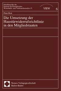 Abbildung von: Die Umsetzung der Haustürwiderrufsrichtlinie in den Mitgliedstaaten - Nomos