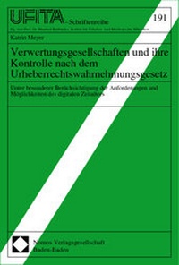 Abbildung von: Verwertungsgesellschaften und ihre Kontrolle nach dem Urheberrechtswahrnehmungsgesetz - Nomos