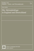 Abbildung von: Die Aktionärsklage in England und Deutschland - Nomos
