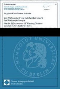 Abbildung von: Zur Wirksamkeit von Gefahrenhinweisen bei Kinderspielzeugen - On the Effectiveness of Warning Notives in relation to Children's Toys - Nomos