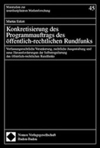 Abbildung von: Konkretisierung des Programmauftrags des öffentlich-rechtlichen Rundfunks - Nomos