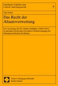 Bild: Das Recht der Altautoverwertung - Nomos